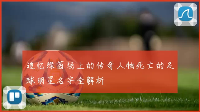 追忆绿茵场上的传奇人物死亡的足球明星名字全解析